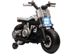 Motocicleta Elétrica para Crianças de 3 a 5 Anos em Pp e Metal com Rodas. Trompa e Música. 86x44x58 Cm. Preto e Branco Ge