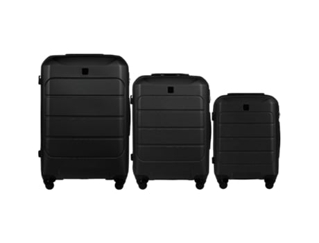 Conjunto De Bagagem Wings Gannet De 3 Peças Preto, Material Abs