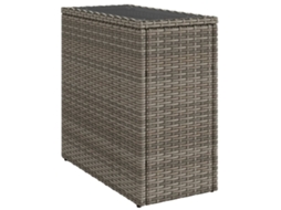 Mesa de apoio para jardim com tampo de vidro 58x27,5x55 cm Vime Pe Cinza MAISON EXCLUSIVE