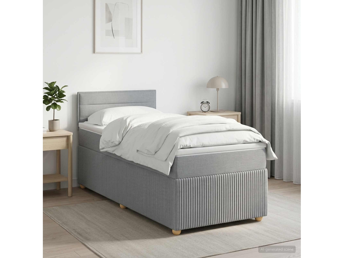 Vidaxl Cama Box Spring Com Colchão Cinzento-claro 80 X 200 Cm Tecido