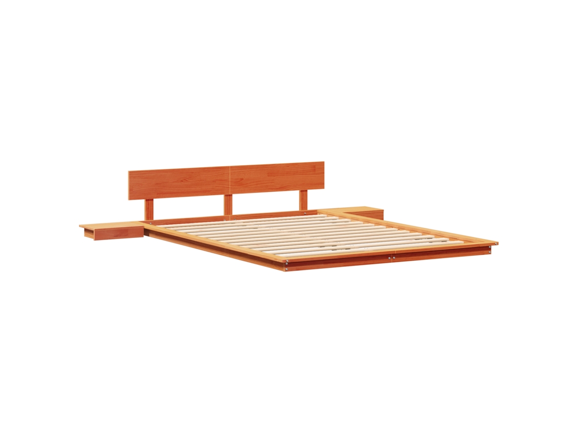 Conjunto 1 Estrutura Da Cama Vidaxl Castanho Madeira De Pinho Maciça (140 X 200 Cm)