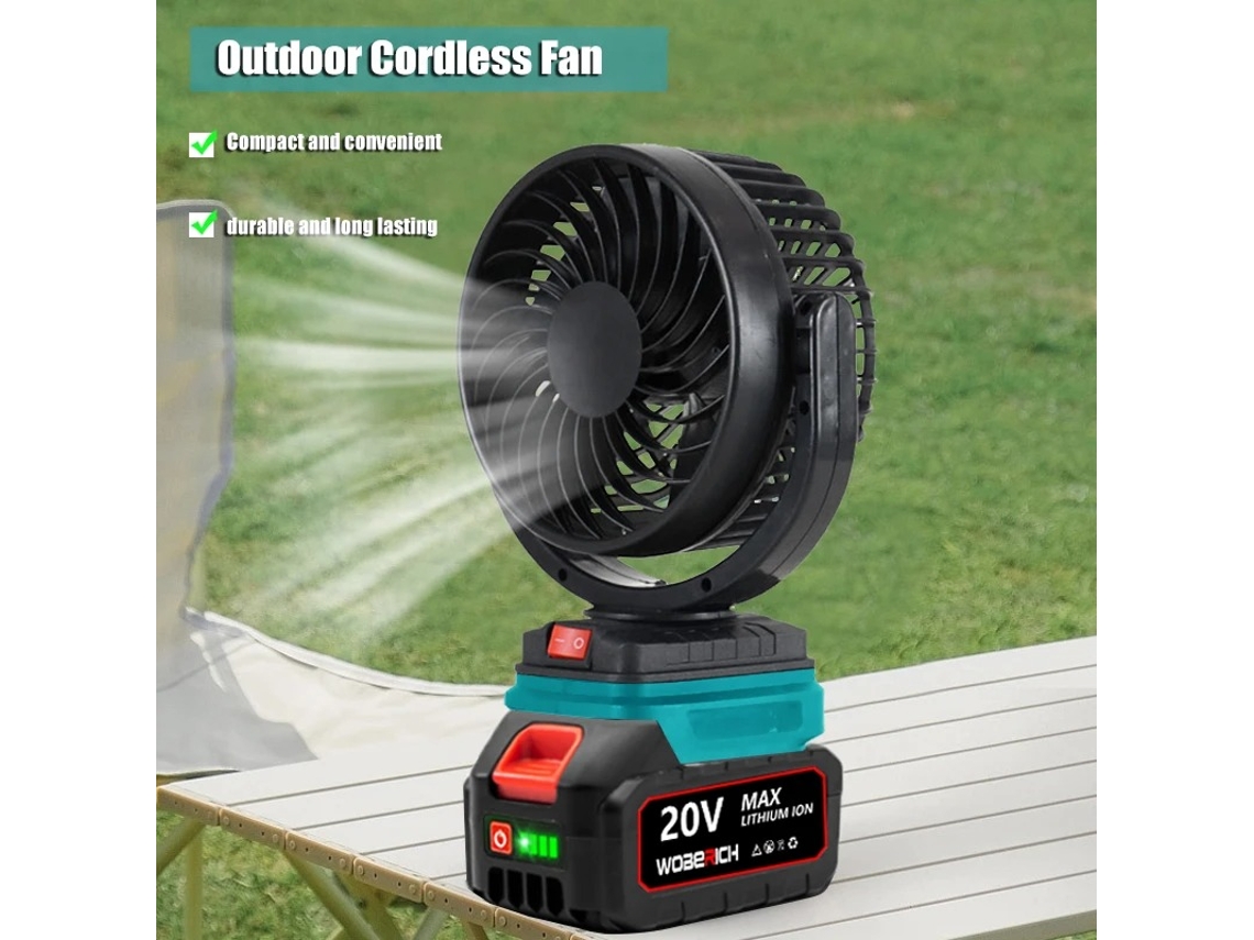 Ventilador Portátil Para Camping Com Base De Bateria Makita, Ventilador De Mesa Com Vento Potente, Ajustável Em 360° Para Camping E Trabalho