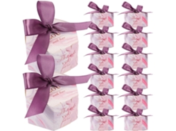 Caixas De Papel Hexagonais Multifuncionais Patkaw Para Doces, 20-unidades Rosa Com Fita, Ideais Para Presentes De