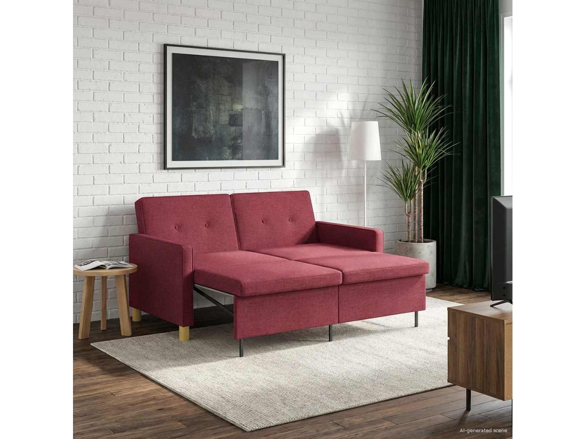 Vidaxl Sofá-cama Retrátil Vinho Vermelho Tecido