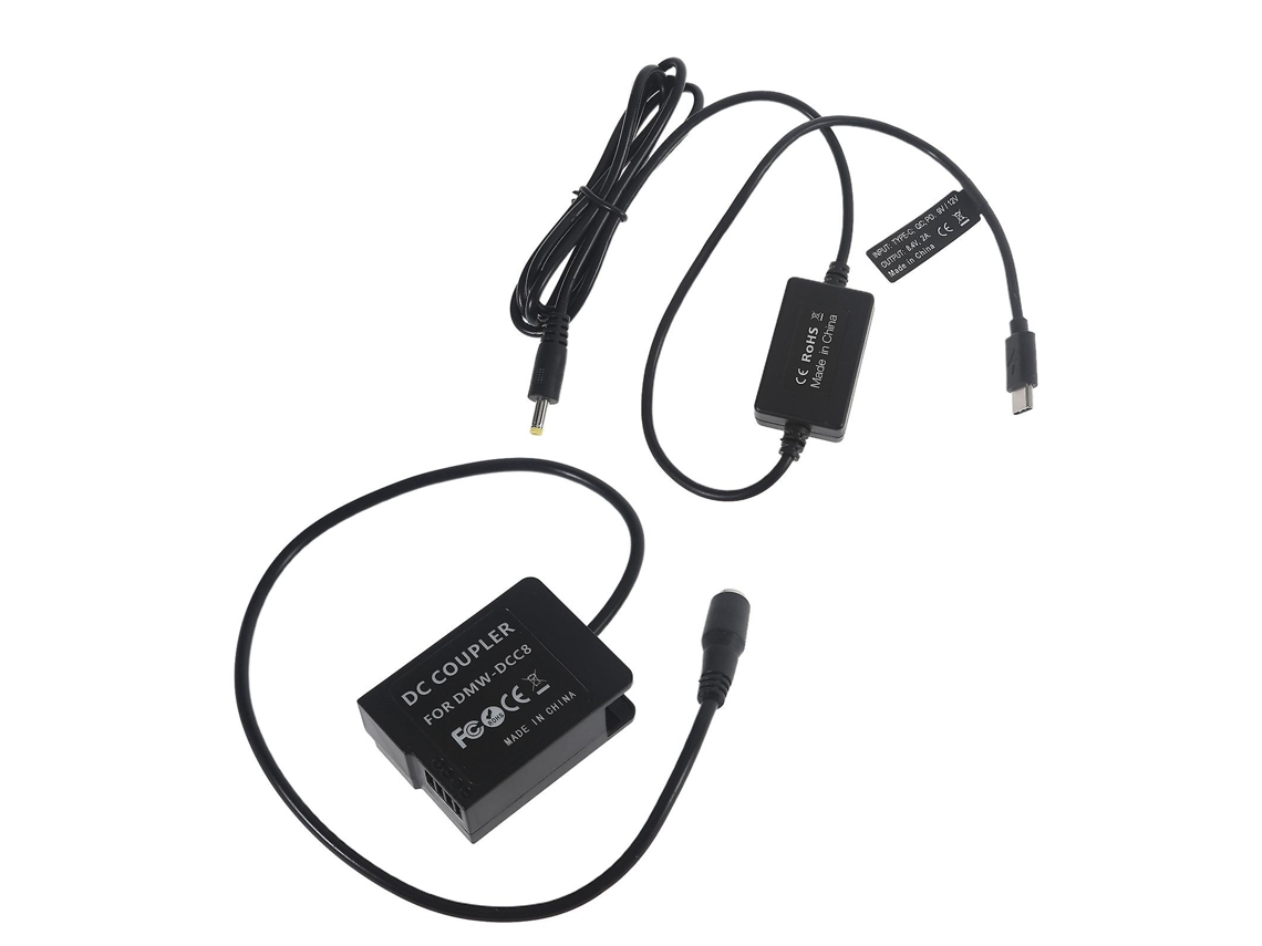 Tipo-C para Bateria Fictícia Dmw Dcc8 para Adaptador de Alimentação de Câmera Dmc-G5 G6 G7 Gx8 G80 ALLINLESS