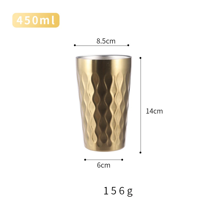 Caneca de Café com Isolamento de Parede Dupla , em Aço Inoxidável 304, Também Ideal para Cerveja. MDUG (dourada, 450ml)