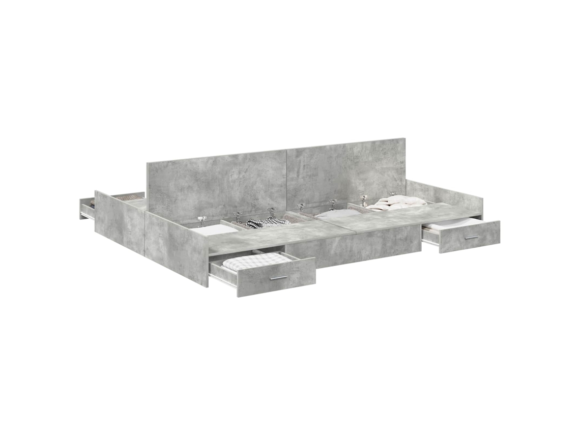 Estrado de Cama com Arrumação e Gaveta Cinzento 160x200 cm MAISON EXCLUSIVE