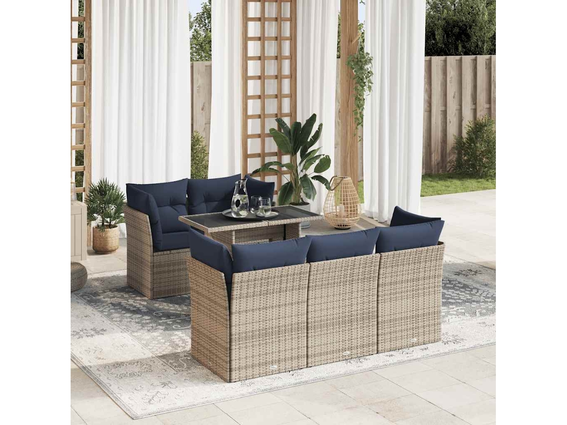 Vidaxl 6 Pcs Conjunto Sofás Jardim com Almofadões Pe/acácia Cinzento