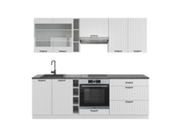 Cozinha Fame-Line, 235 cm sem bancada, Country branco/branco, VICCO