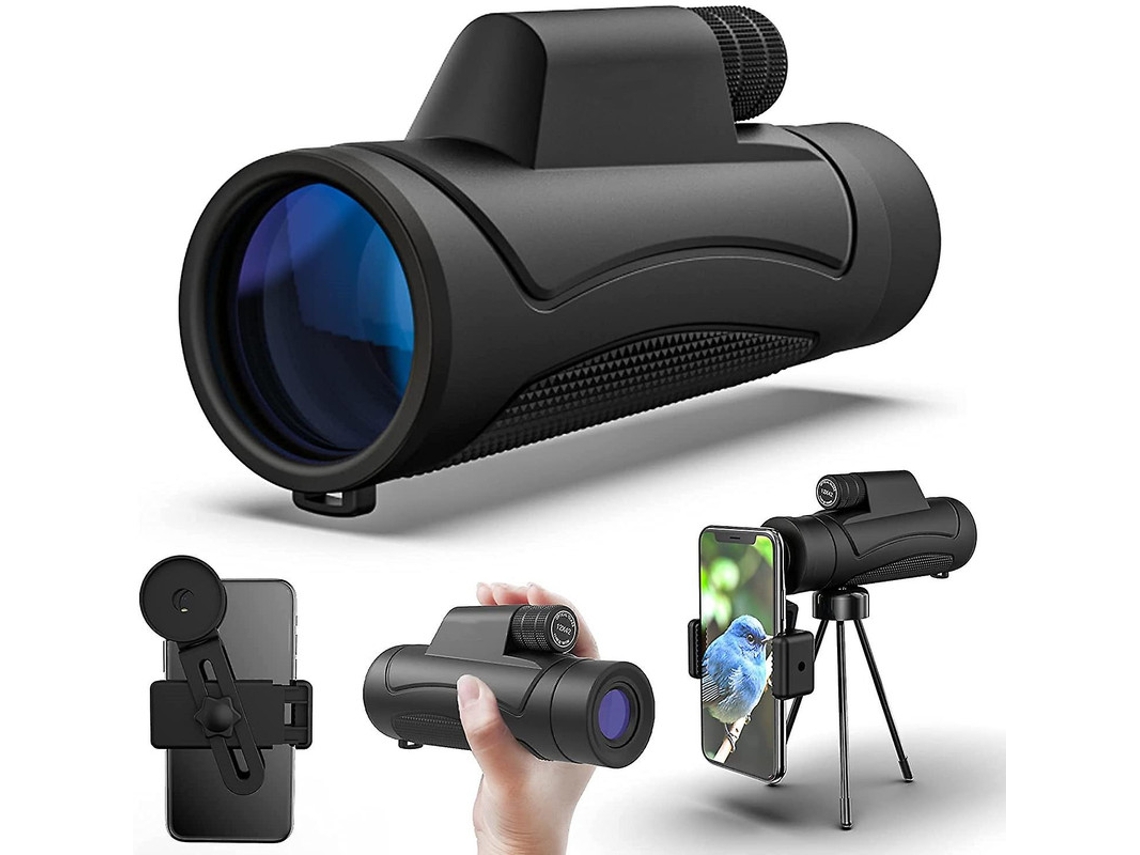 Telescópio Monocular 12x42 Hd, Com Suporte Para Smartphone E Tripé, Prisma Monocular De Alta Potência Bak4 À Prova D'água, Monocular Para Ad