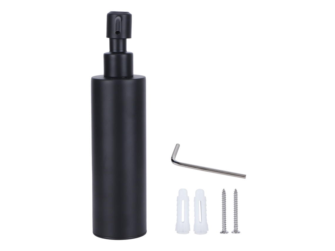 Dispensador de Sabão Parede 200ml em Aço Inoxidável 304 Preto para Xampu e Gel | S/MARCA
