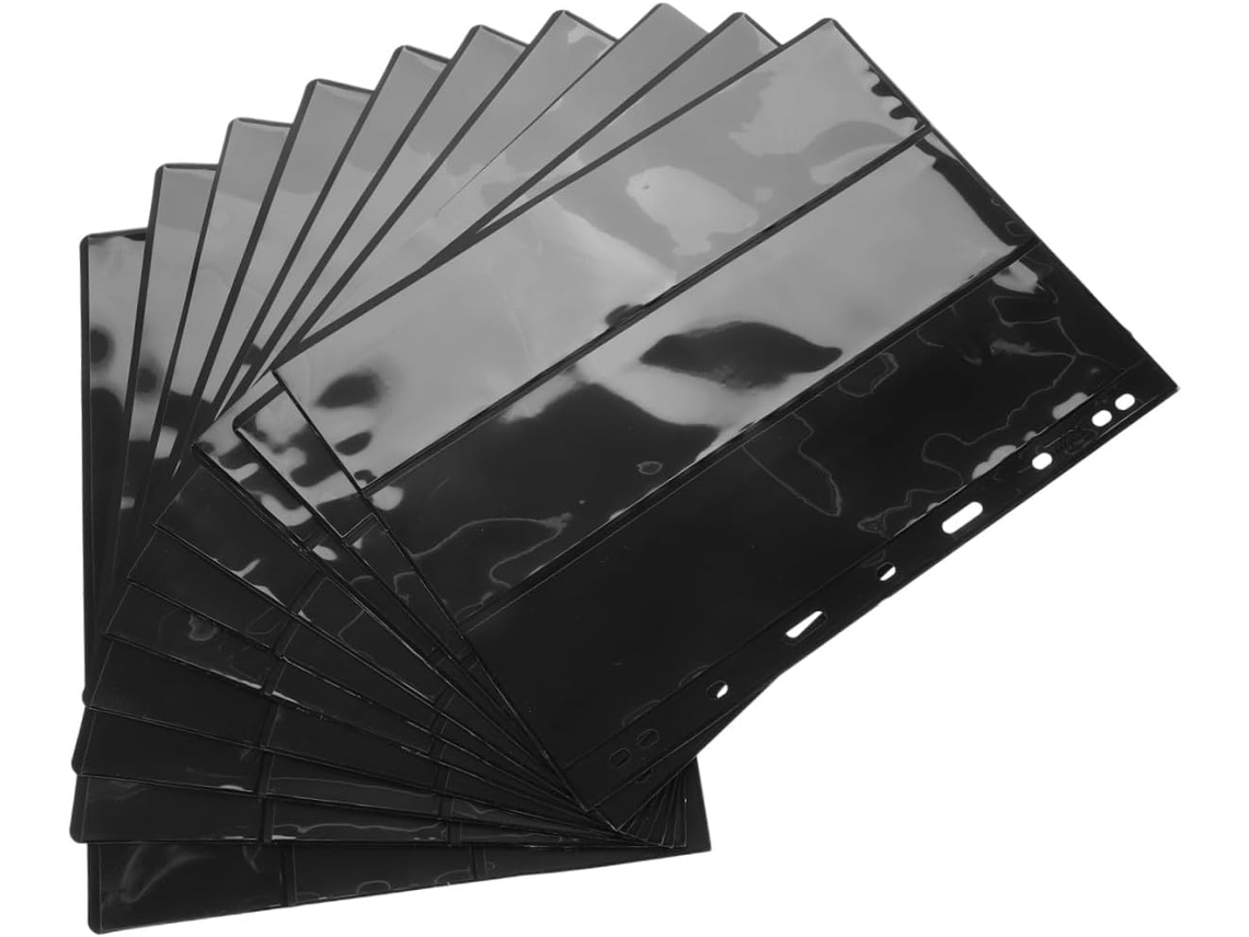 Feuilles Pour Classeur De Timbres Noir Pet 3 Emplacements 10 Peças