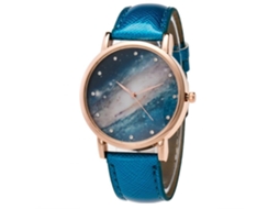 Reloj De Pulsera De Pareja Quartz Casual Con Strass Estrella Tendencias Azul