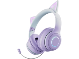 Fones De Ouvido Gamer Com Orelhas Gato Coloridas, Dobráveis, Com Luzes Vibrantes, Bluetooth 5 3, Microfone Removível E