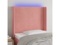 Cabecero con luces LED, terciopelo, 93x16x118/128 cm, rosa
