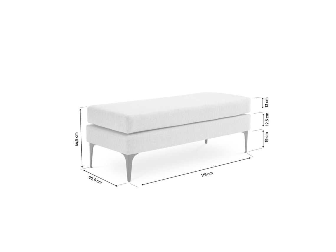 Banco MAX/final da cama em tecido cinza claro