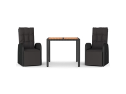 Maison Exclusive - 3 Pcs Conjunto De Jantar P/ Jardim Vime Pe/acácia Maciça Preto