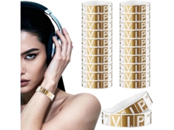 Pulseiras Vip Homsfou Em Papel Sintético Dourado, Pacote Com 100 Unidades, Seguras Para Uso Em Feiras E Festas