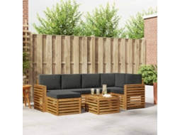 Vidaxl Conjunto De Sofás Para Exterior 7 Unid. Natural E Antracite