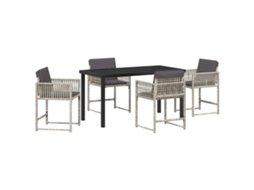 Conjunto 5 De Jantar Para Jardim Vidaxl Cinzento Claro Vime Pe