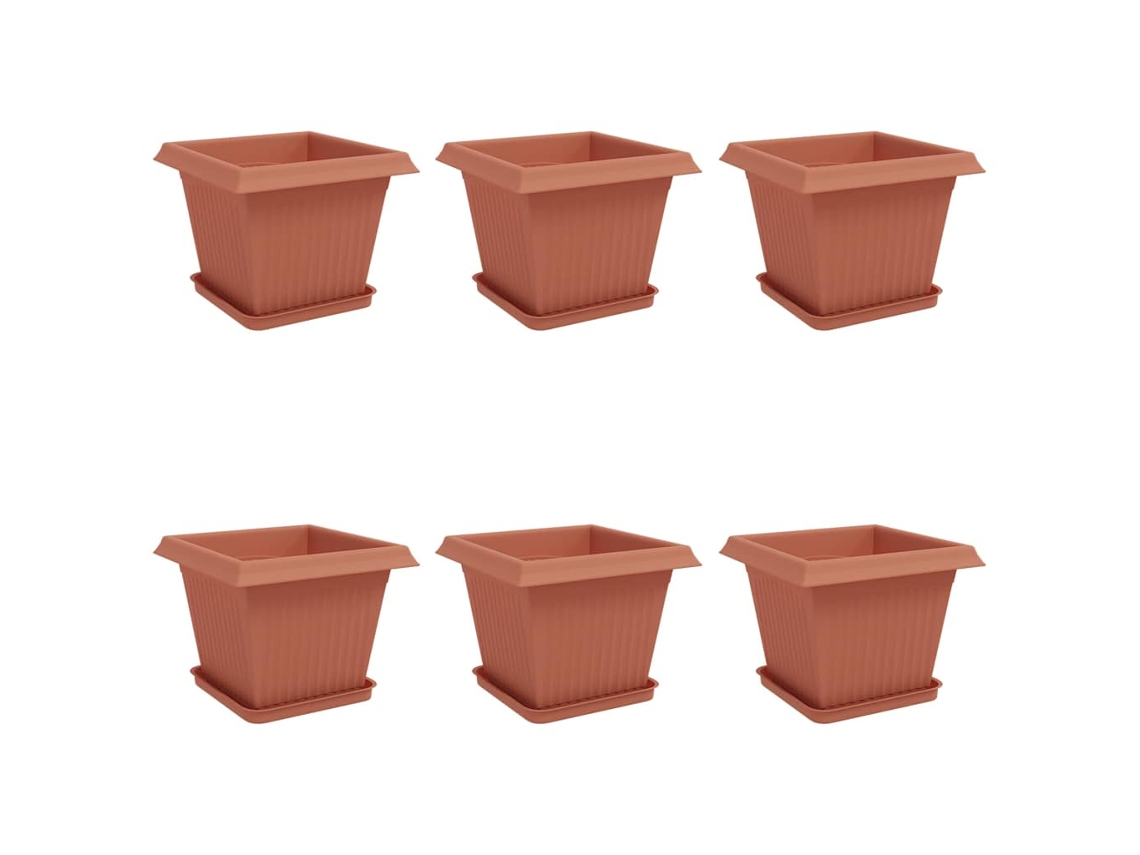 Conjunto 6 Vasos De Plantas Modernos Vidaxl Vermelho Plástico (33 X 33 X 26 Cm)