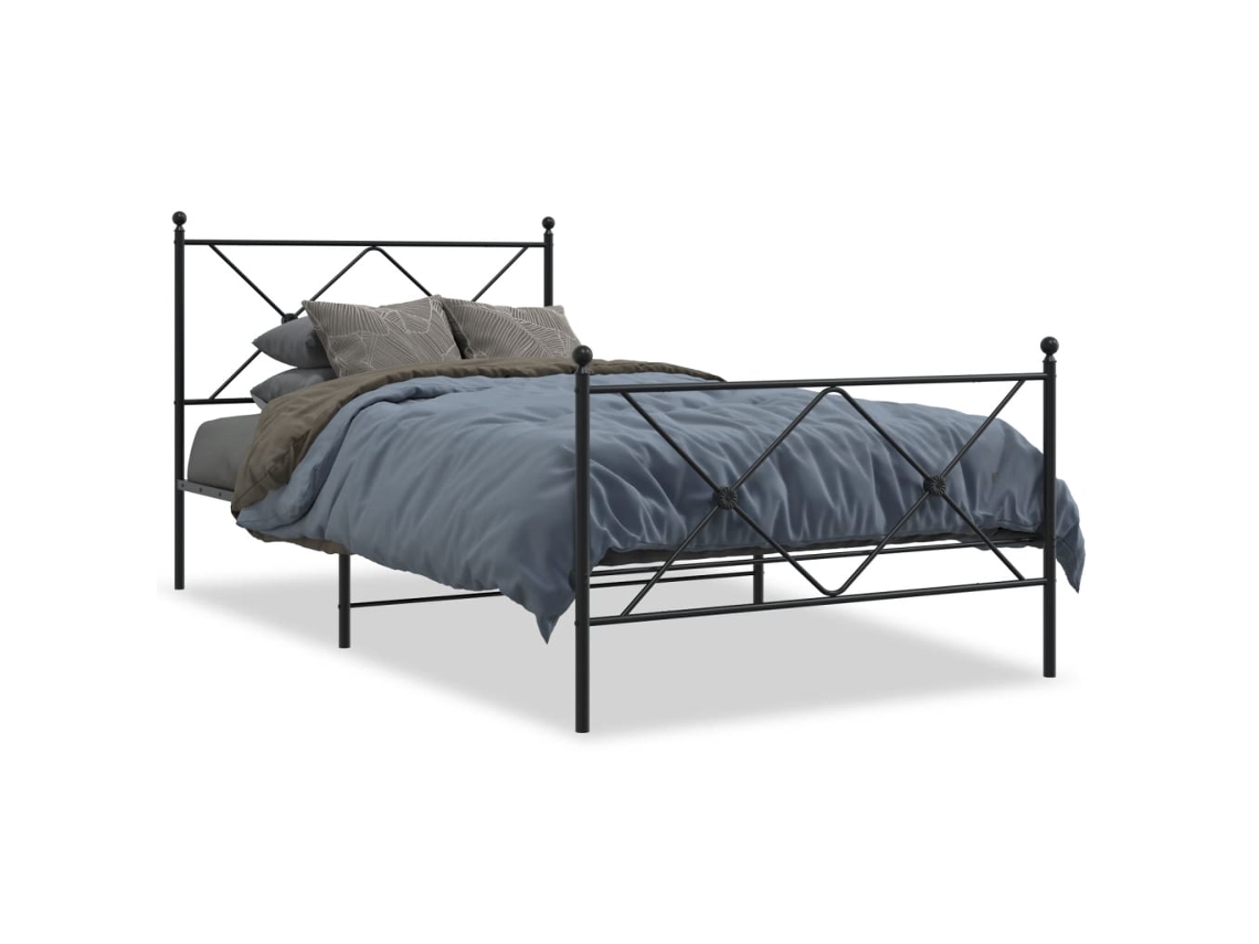 Estrutura de Cama com Cabeceira e Pés Metal Preto MAISON EXCLUSIVE 100x190 cm