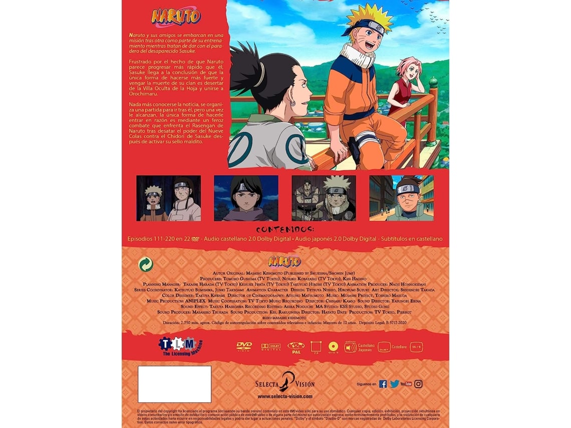 DVD Naruto Box 2 Episodios 111 a 220