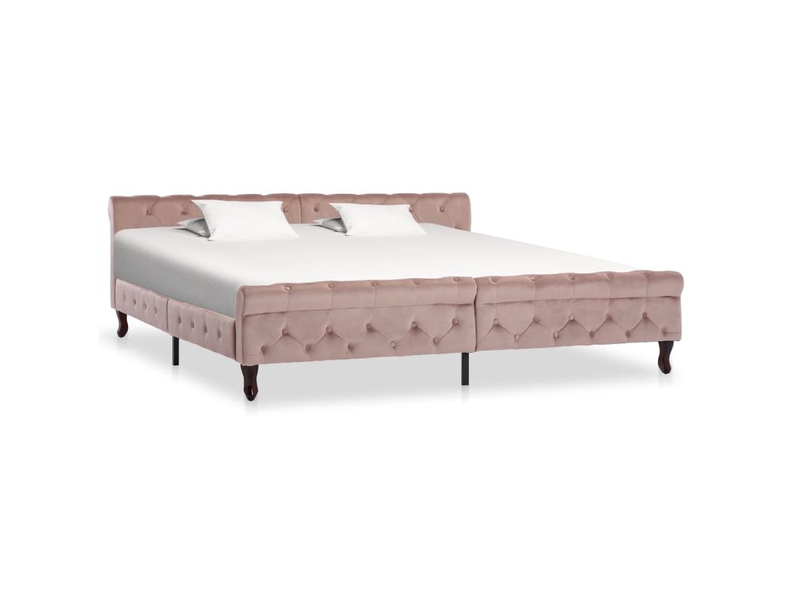 Vidaxl Estrutura De Cama 200x200 Cm Veludo Cor-de-rosa