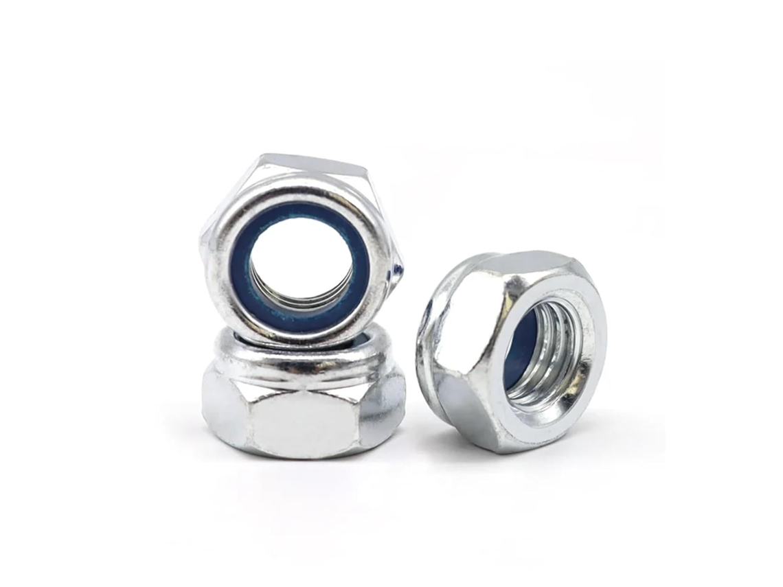 Porca Autotravante Sextavada De Aço Carbono Com Inserto Nylon, Tamanhos 4 40, 10 32, 1 4-20e 5 16-18, Para Máquinas