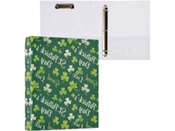 Pasta de 3 Argolas para Papel Tamanho Carta , Trevo São Patrício, Organizador Redondas com Pra (27,9 X 21,6 Cm)