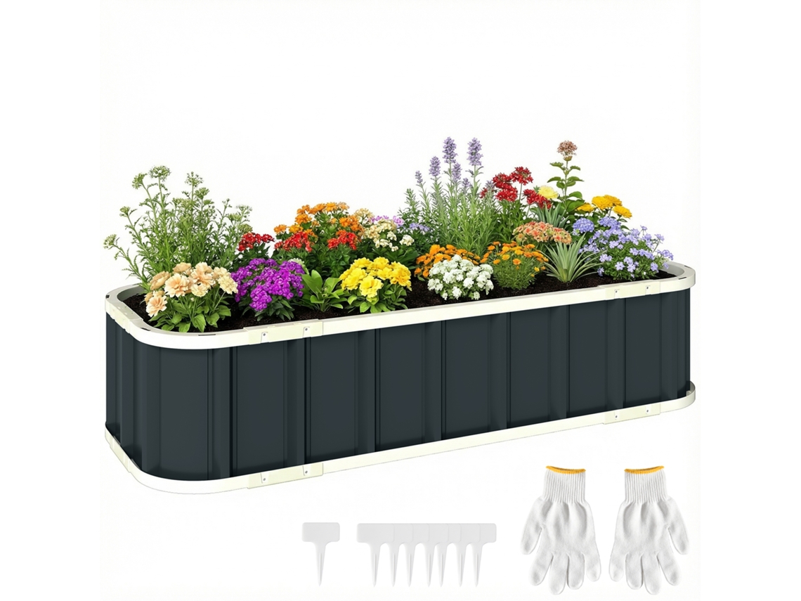 Cama de Plantação de Aço com Fechos de Clique 136x52x31cm Cinza | S/MARCA