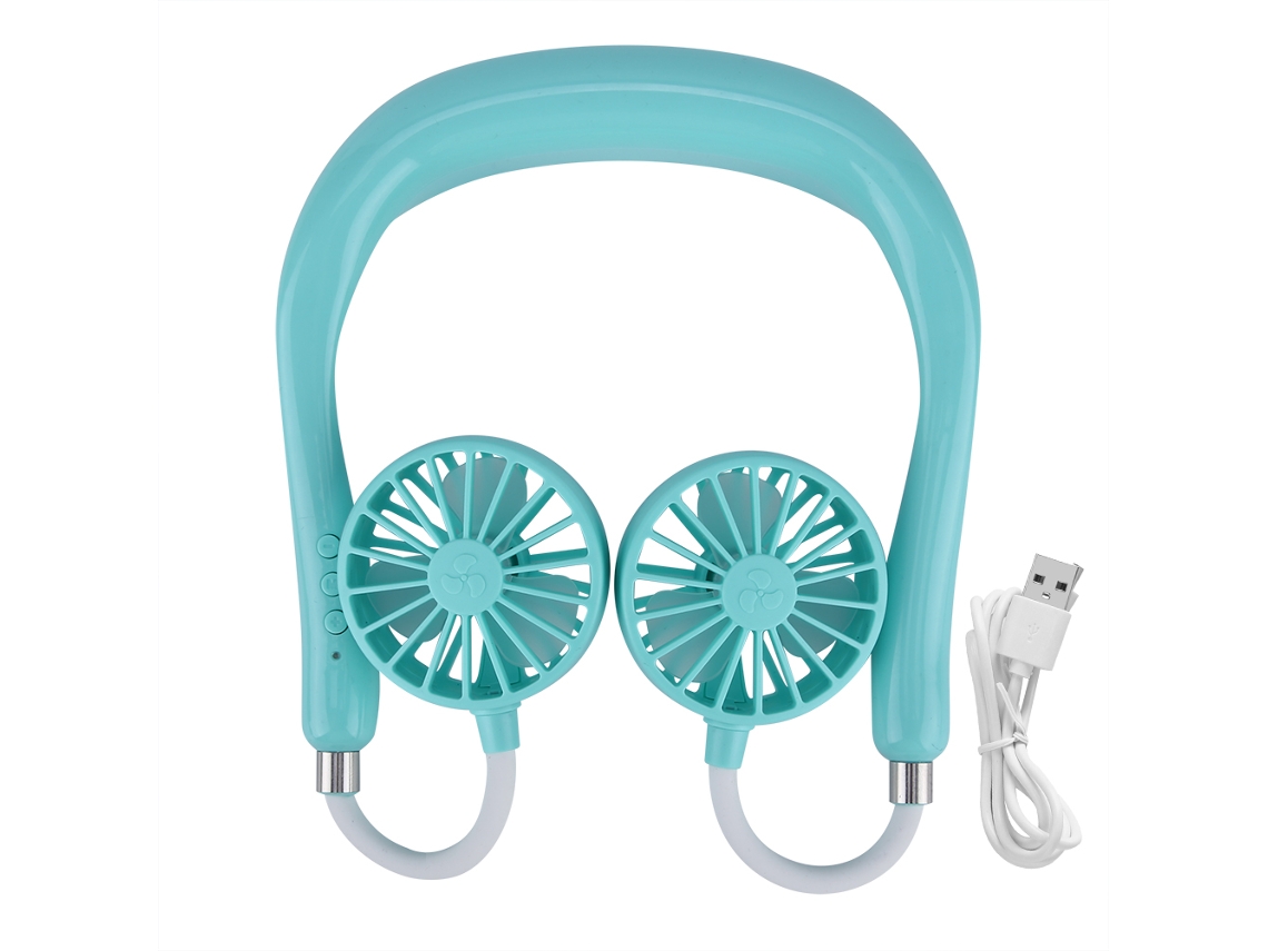 Ventilador Portátil Usb de Pescoço Azul Esportes Ao Ar Livre