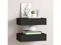 Vidaxl Prateleiras De Parede Com Gavetas 2 Pcs Mdf 40x23,5x10 Cm Preto