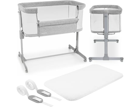 Cama de Bebé Berço de Viagem Dobrável 9Kg Máx. 7 Níveis de Regulação em Altura 4 Rodas Parede Lateral Amovível Cama Extra Reclinável MOBY SYSTEM