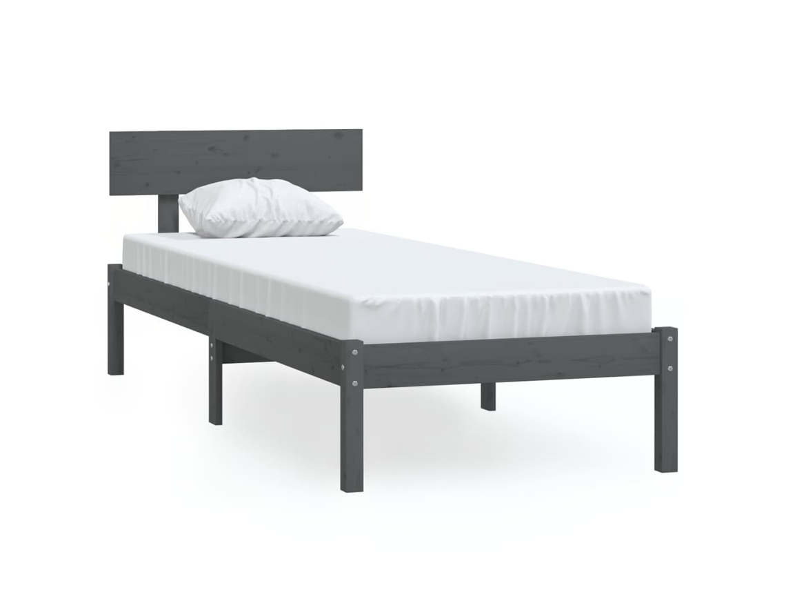 Estrutura de Cama 100x200 Cm Pinho Maciço Cinzento MAISON EXCLUSIVE