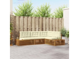 Vidaxl 5 Unid. Conjunto De Sofás Para Exterior Natural E Creme