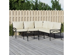 Vidaxl 6 Pcs Conjunto Lounge De Jardim Aço C/ Almofadões Areia