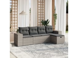 Conjunto de Sofás de Jardim HARLANV1 com Almofadões Vime Pe Cinzento