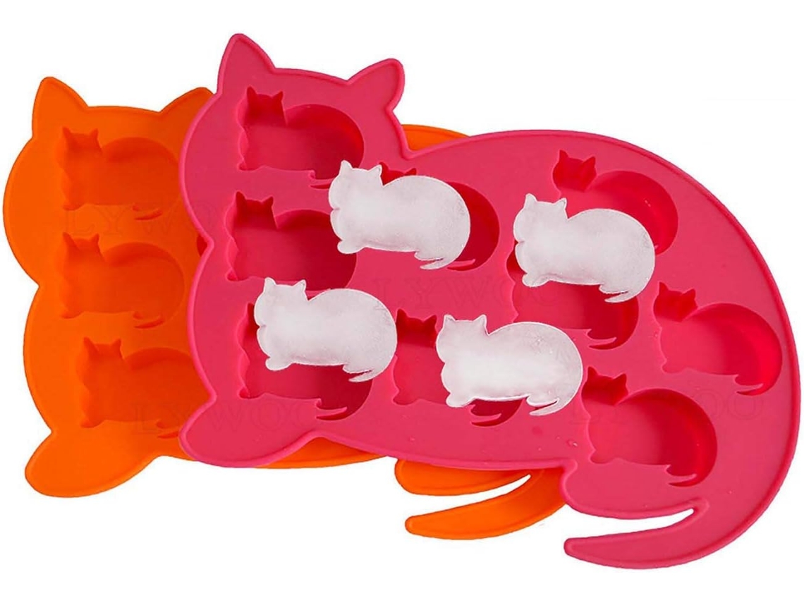 Conjunto De 2 Formas De Silicone Para Gelo Em Formato Gato