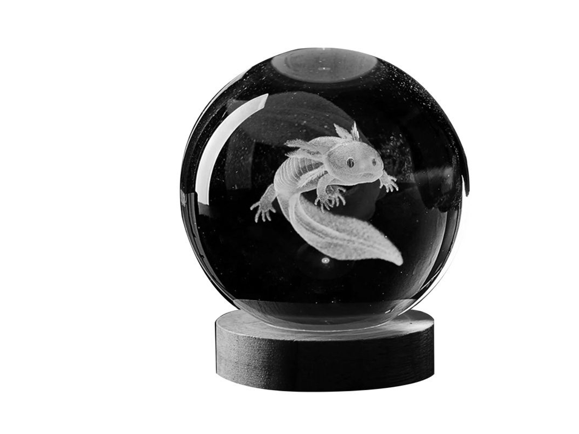 Luminária Noturna 3d de Cristal em Formato de Axolote Mexicano, Presente de Aniversário, Luz Laser Colorida MDUG