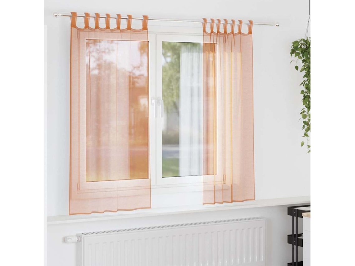 Vidaxl Cortinas De Voile Com Laços 2 Pcs Terracota 140x175 Cm