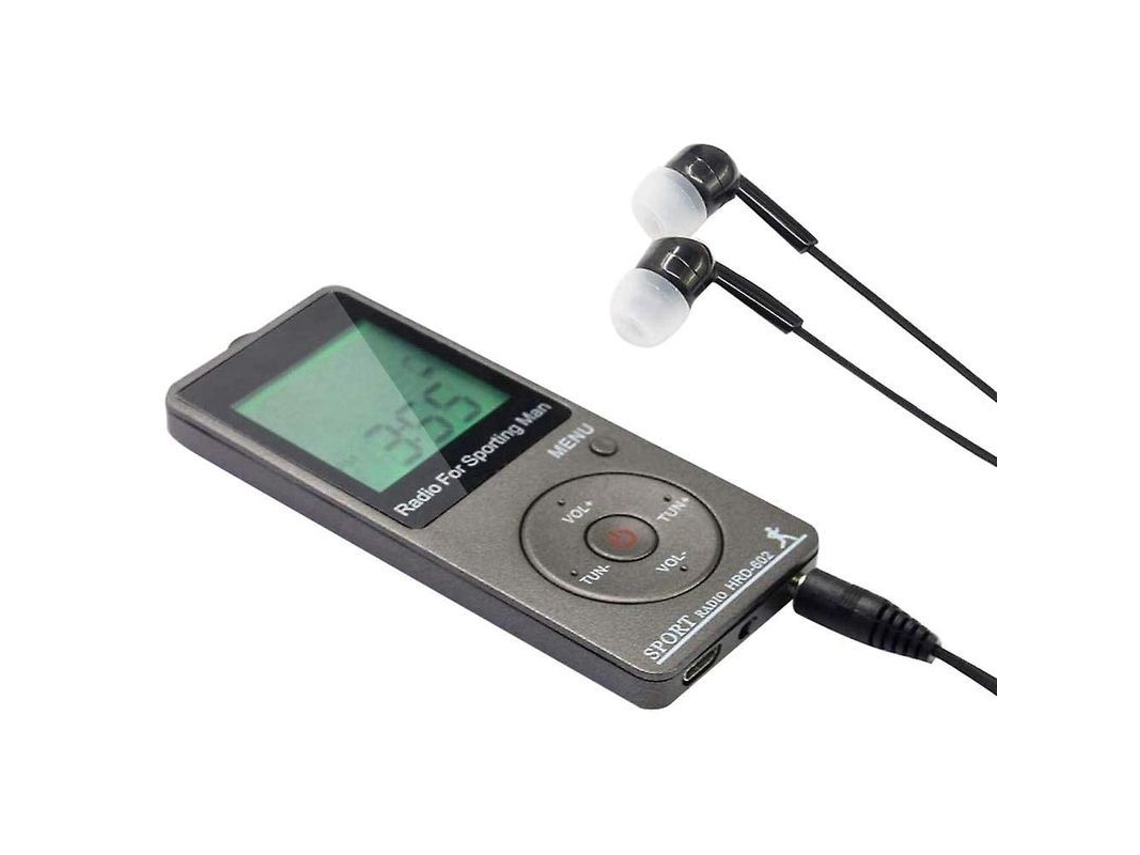 2026 rádio Portátil Am/fm com Fone de Ouvido Bateria Recarregável Contador de Passos Prata