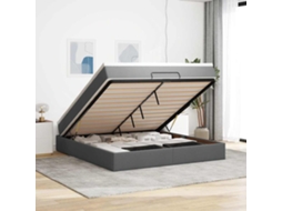 Vidaxl Estrutura De Cama Otomana Com Colchão Tecido Cinzento Escuro