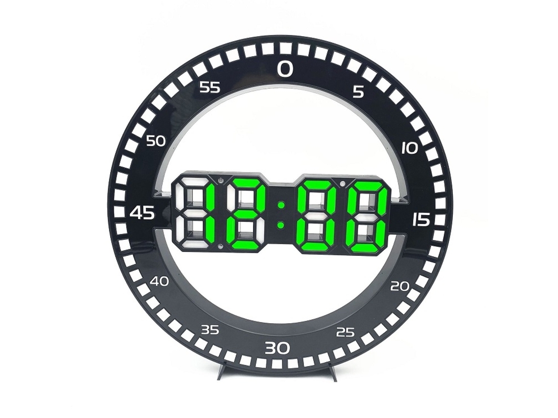 Relógio De Parede 3d Com Tela Grande Led Ds 3688l Para Sala De Estar, Cor Preta E Verde Slowmoose