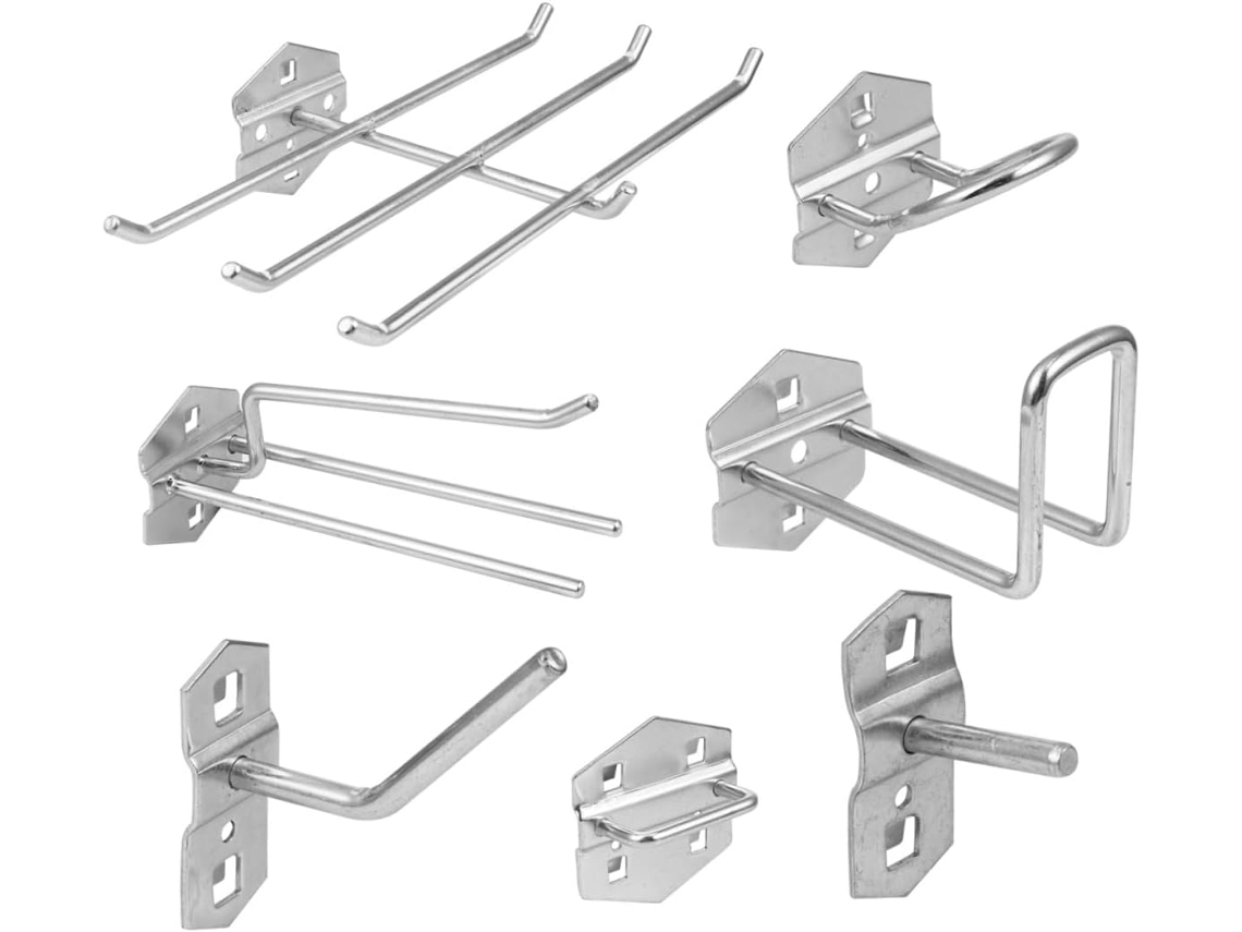 Conjunto De 7 Ganchos Metal Prateados Pendurar Ferramentas