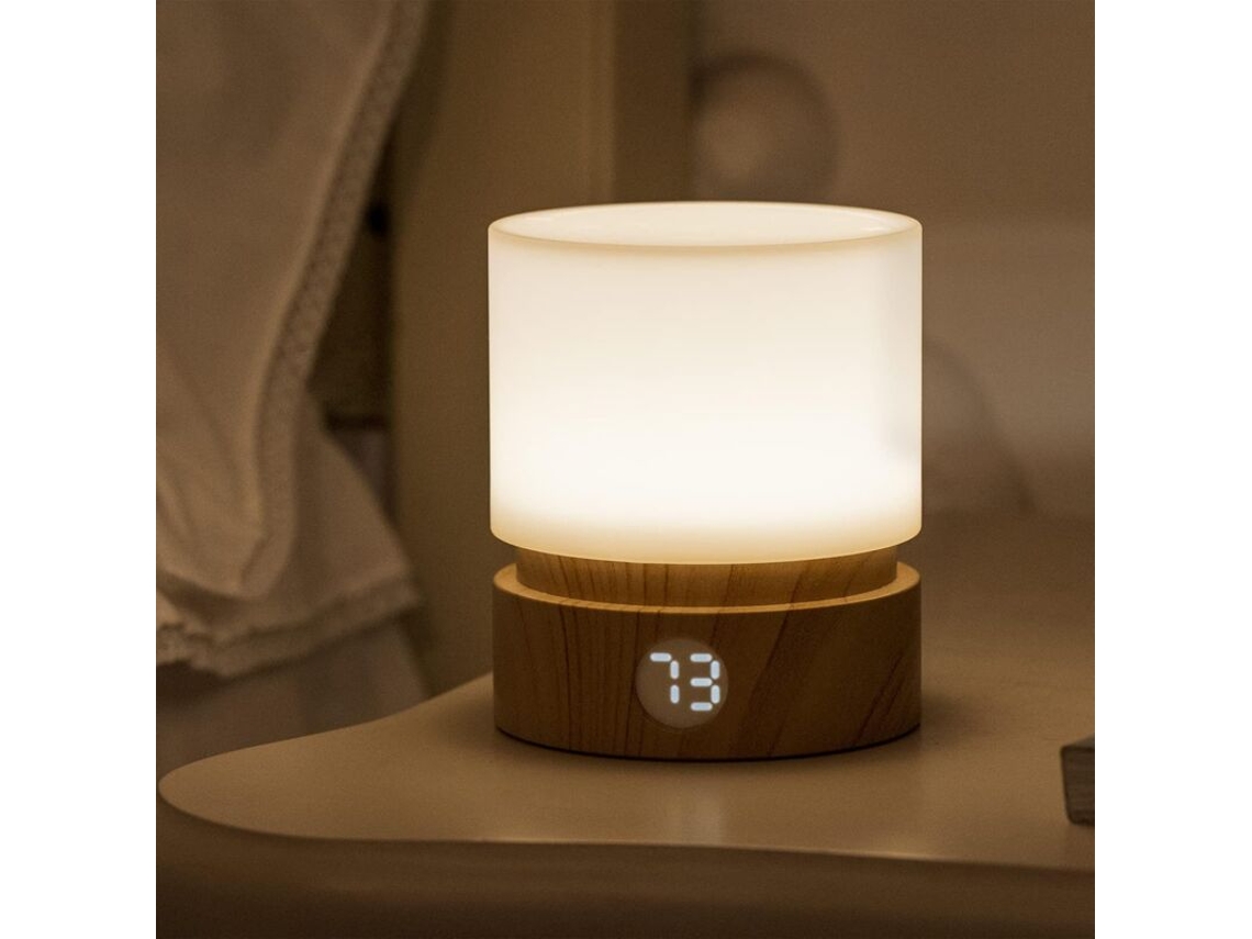Luz Noturna com Temporizador, Pequena Luminária de Cabeceira, Luz Noturna Led para Crianças, Luz Noturna para Bebês, Estrutura de Madeira BRILVIBERA