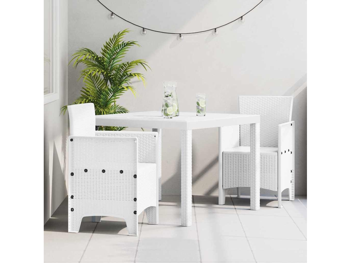 Vidaxl Conjunto De Jantar Para Jardim 3 Unid. Branco Polipropileno