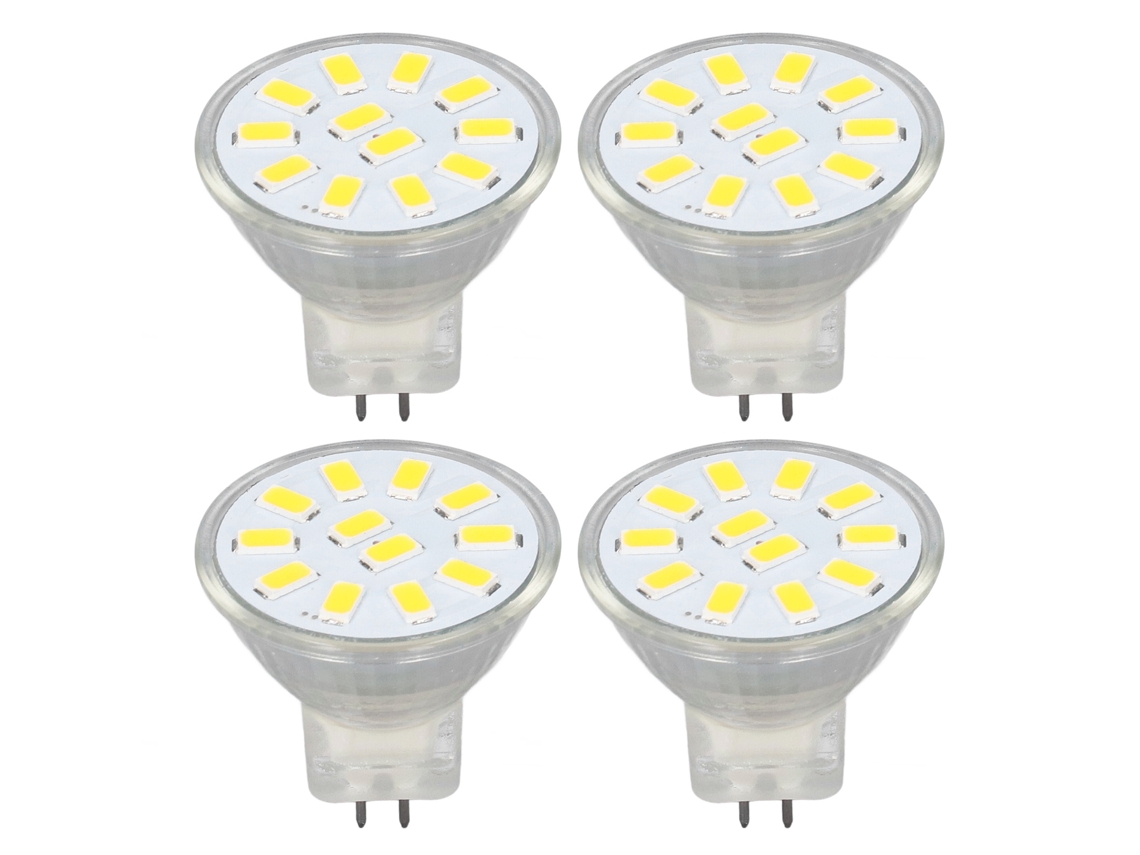 4pcs Lâmpada de Spot Led Mr11 base de agulha 3w 12 leds branco quente 360° dissipação de calor | S/MARCA