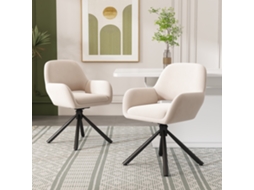 Giratório, Veludo, Conjunto De 2, Com Corrimãos, Moderno E Simples, Cadeira De Jantar, Bege-kd