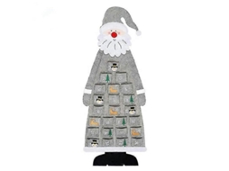 Calendário De Adviento De Natal 3d Com 24 Bolsos Em Feltro Papai Noel Contagem Regressiva Gris